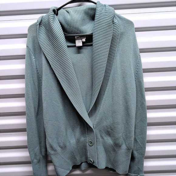 Worth Vintage Wool Blend Shawl Collar Cardigan Sweater Womens Large Sage Green — photo 2